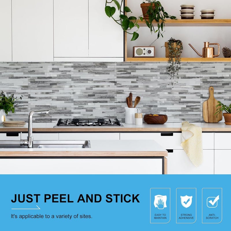 V-MOZZA Peel and Stick Backsplash, 20-Sheet Peel and Stick Tiles 12.1" x 5.9" Stick on Backsplash PVC Wall Tile for Kitchen Fireplace - Image 2